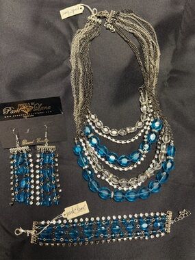 Park Lane Flaunt Journey Blue Crystal Necklace Bracelet Earrings Set